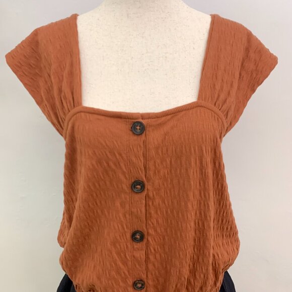 Madewell Terracota Smocked‎ Blouse Size Medium - Picture 8 of 8